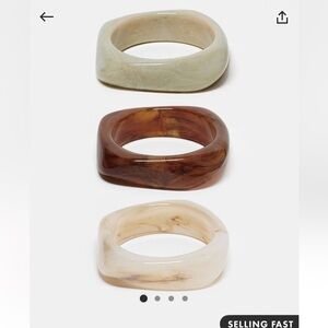 ASOS DESIGN pack of 3 bangles with resin neutral design